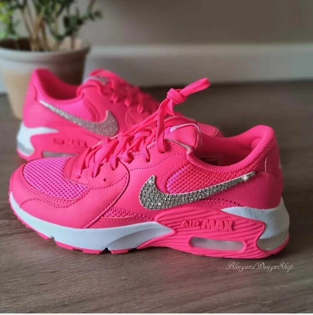 Nike Air Max Excee Womens Pink Sneakers Shoes Made with Swarovski Crystals
